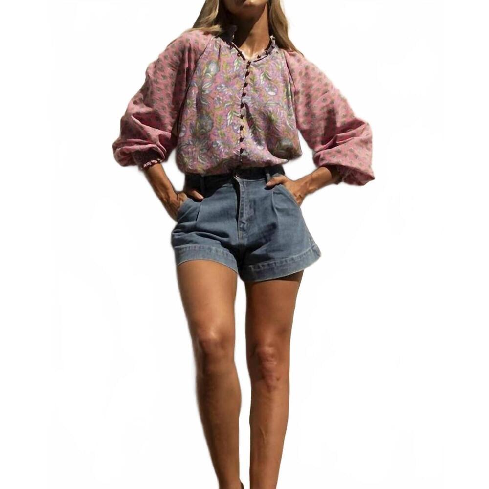 NEW MISS JUNE PARIS raquel high collar blouse in pink
